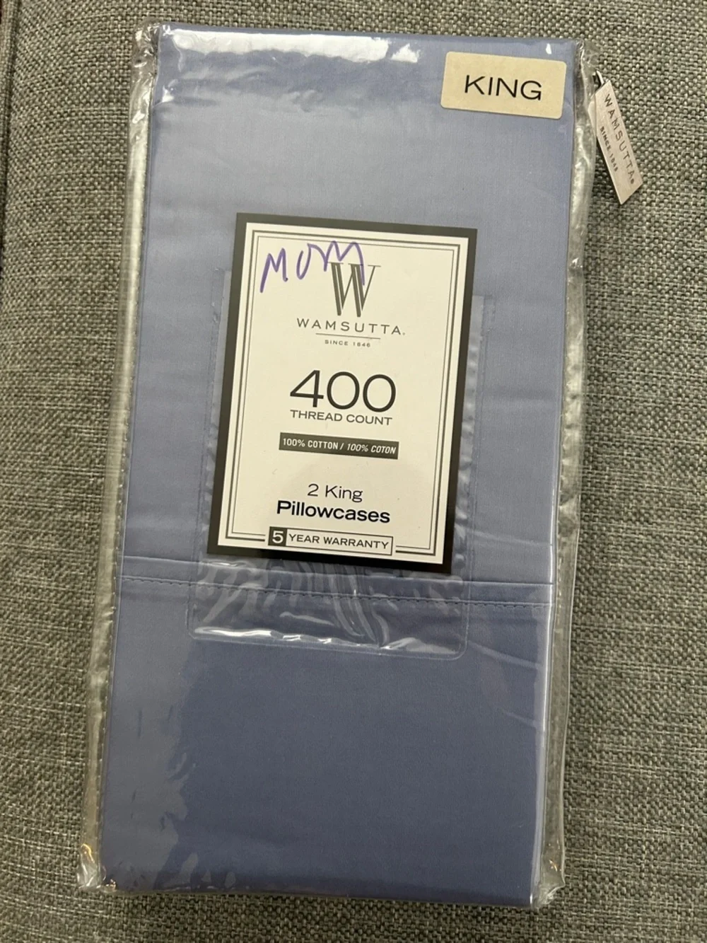 Wamsutta 400 Thread Count 100% Cotton Set Two Pillowcases Light Blue Periwinkle
